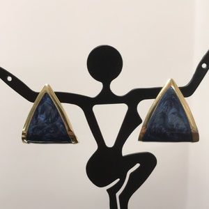 Vintage blue and golden earrings